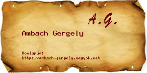 Ambach Gergely névjegykártya